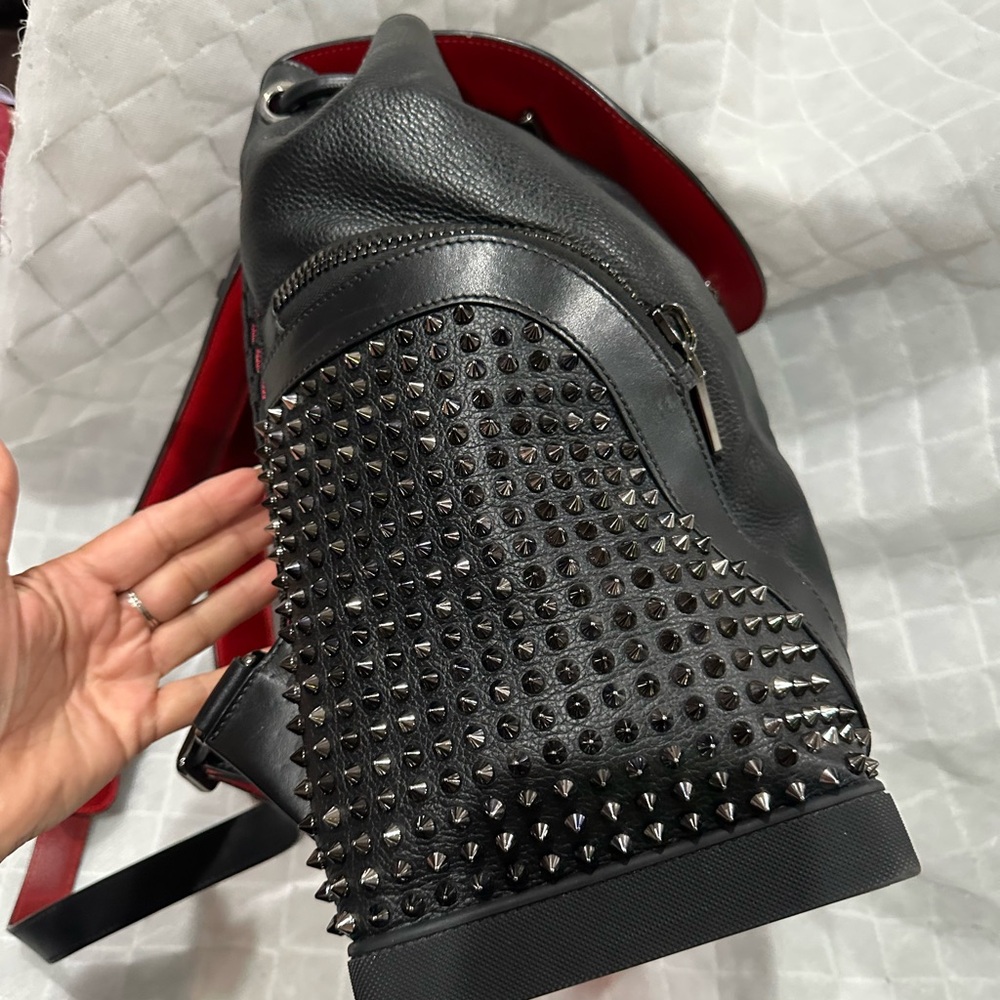 Christian Louboutin Black Studded Backpack with Red Accents - Picture 4 of 13